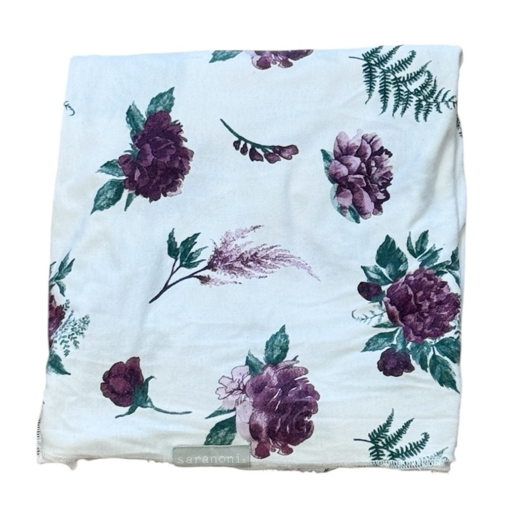 Floral Print Stretchy Swaddle Blanket - Purple and Green